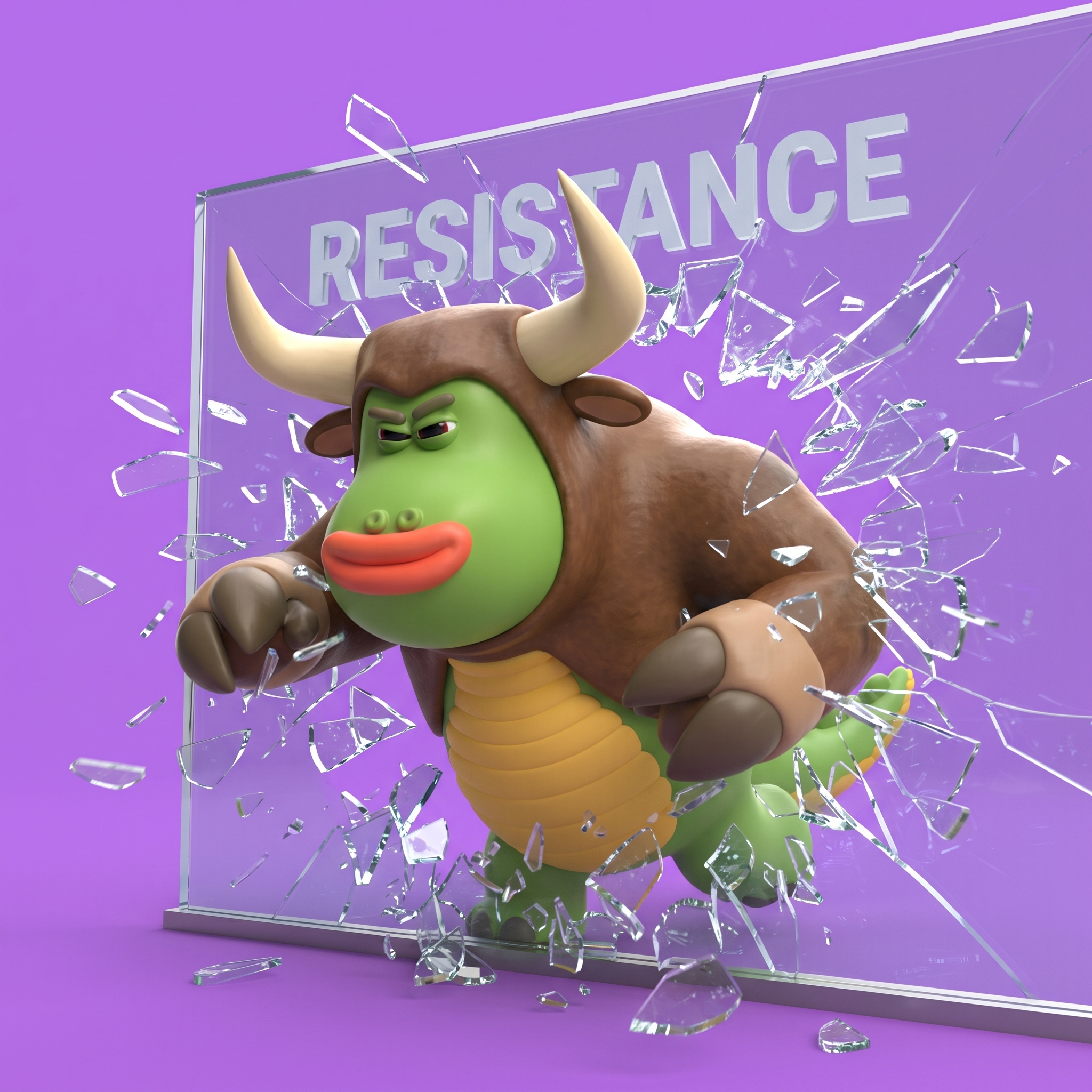 DINOZOZ charging through a glass wall